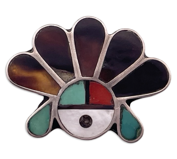 sterling silver multi-stone inlay Zuni pendant ***AS IS***