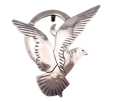 sterling silver soaring bird pendant brooch