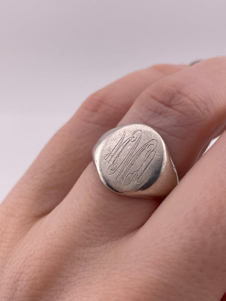 size 6 sterling silver "MMA" initials letter signet ring