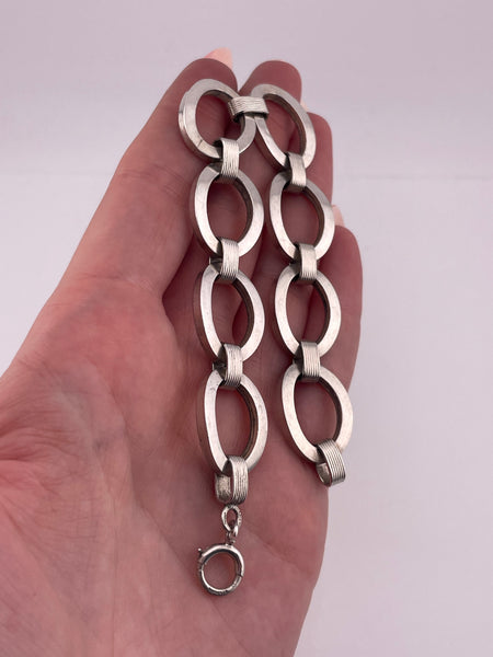 sterling silver stoneless oval chain link bracelet