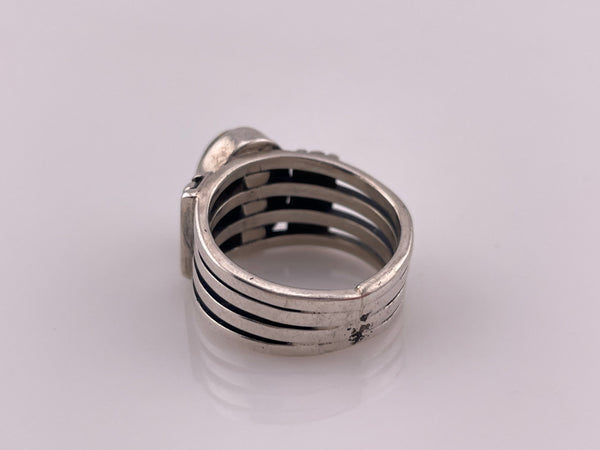 size 8 sterling silver oval amber ring