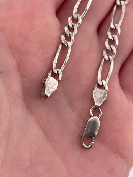 sterling silver 7 1/8" Italian figaro chain link bracelet