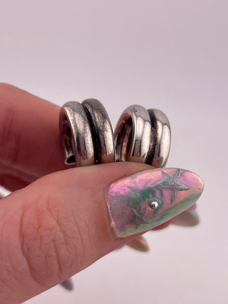 sterling silver 5/8" double tube hoop post earrings