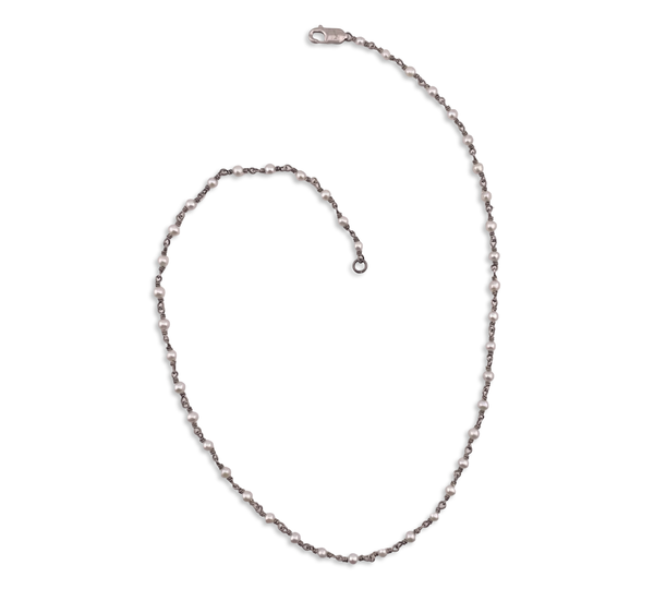 sterling silver 16" faux pearl strand necklace