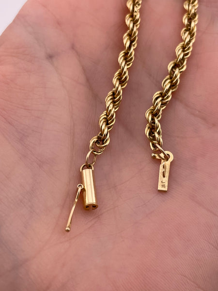 14k gold 8-3/8" rope link chain bracelet