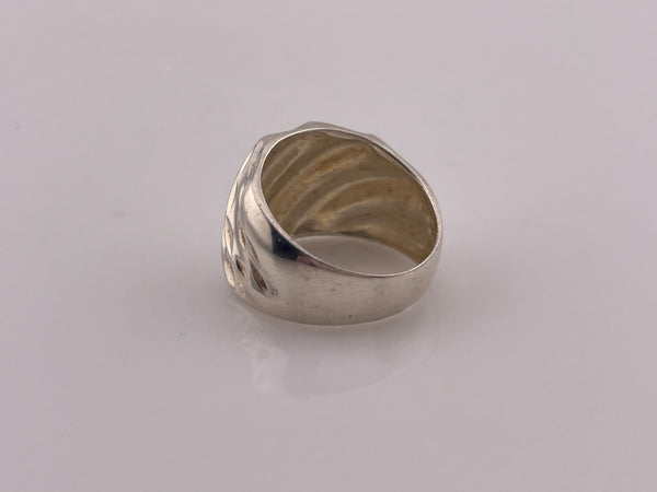 size 7.25 rhodium plated sterling silver hammered textured stoneless ring