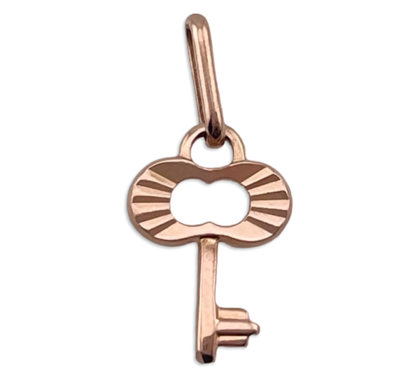 14k rosy yellow gold key pendant