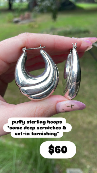 RESERVED PRIVATE LISTING -- sterling silver textured hoop earrings A19