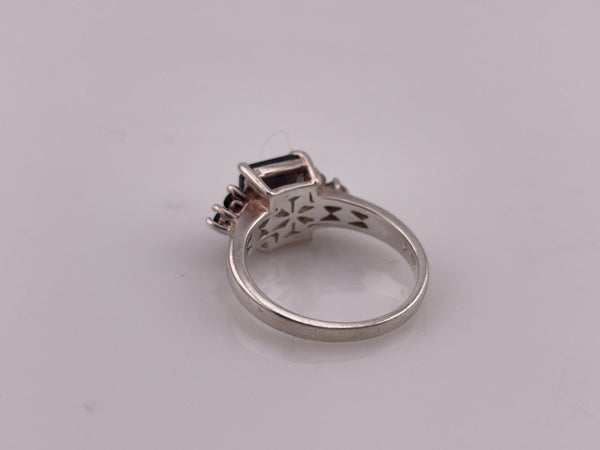size 8.25 sterling silver faceted smokey topaz ring