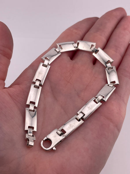 sterling silver 8 1/4" stoneless rectangle link bracelet