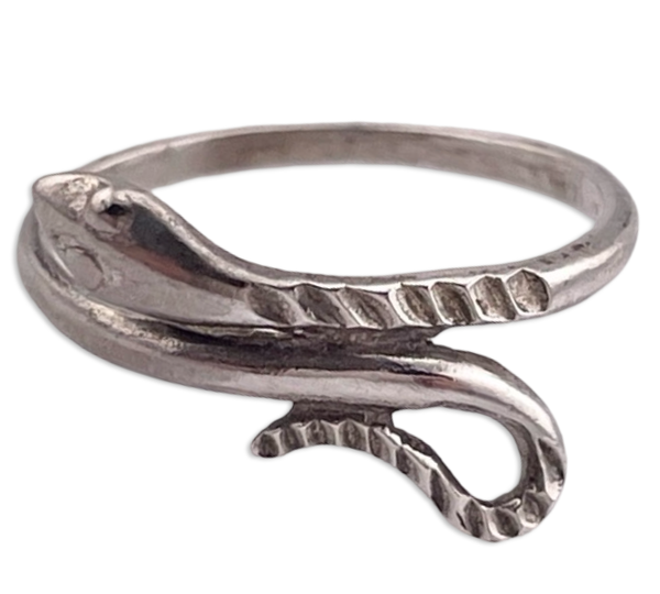size 6 sterling silver etched snake ring