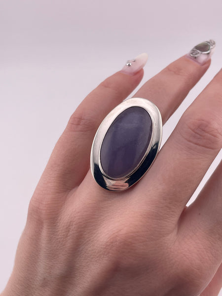 size 6.5 sterling silver DRT purple jade ring