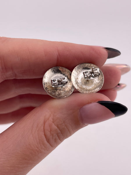 sterling silver gold wash garnet round post earrings