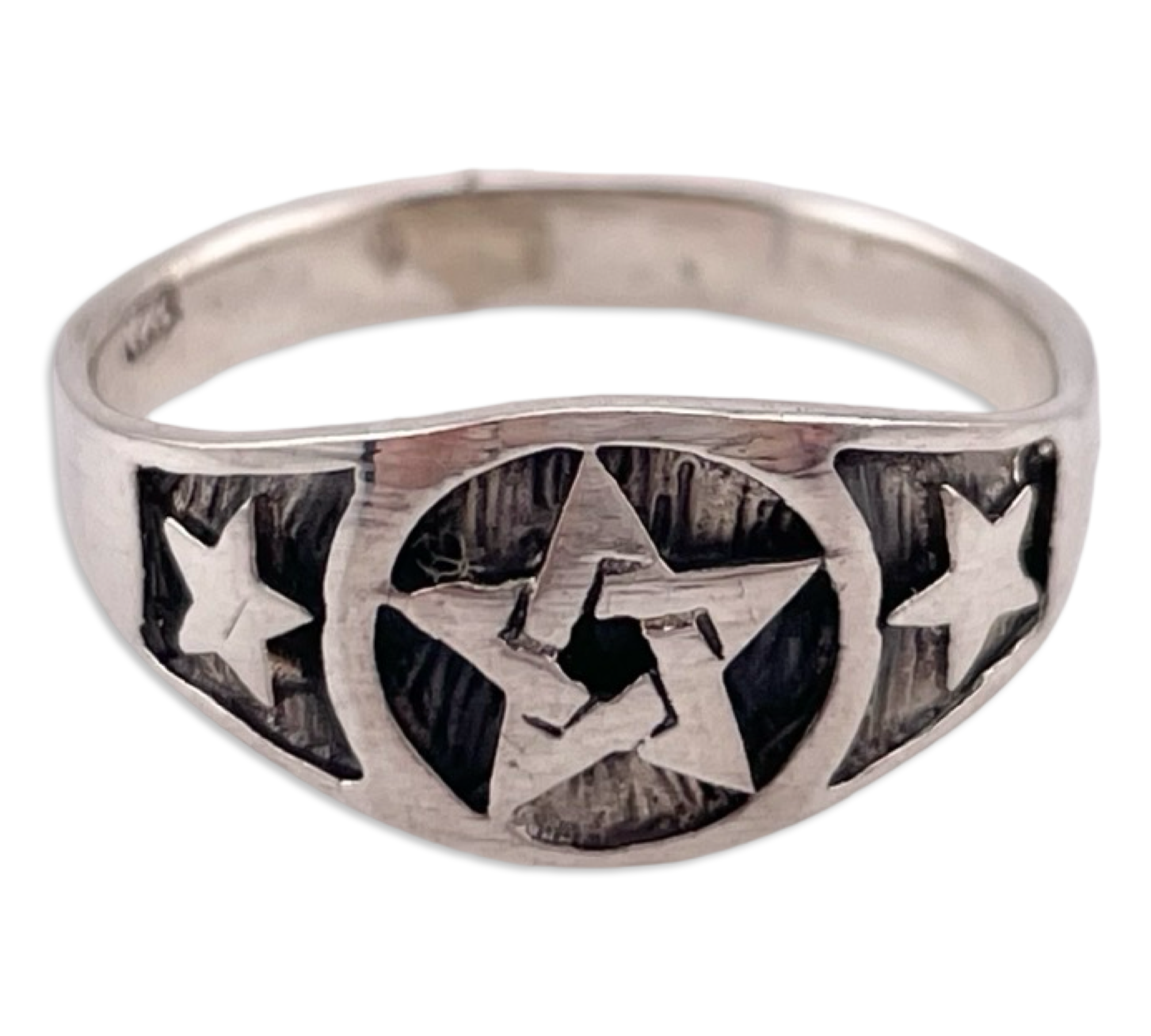 size 8.75 sterling silver pentacle pentagram star ring