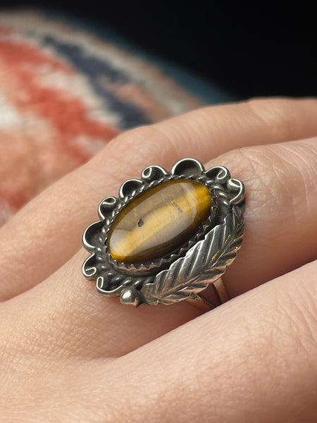 size 6.5 sterling silver tiger's eye ring