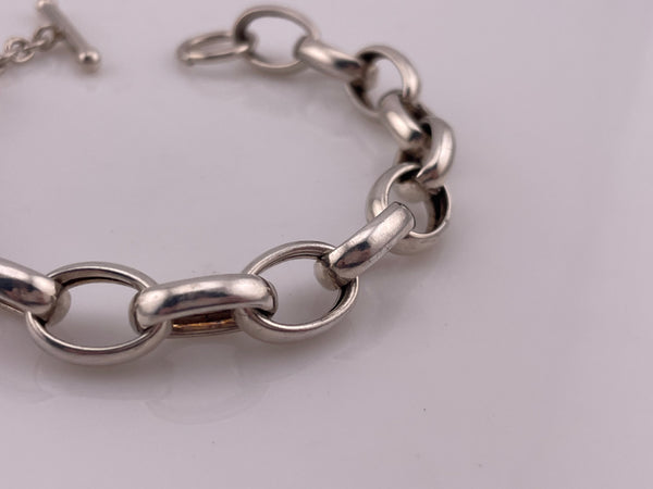 sterling silver 8 1/2" toggle clasp chain link bracelet