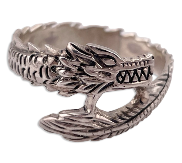 size 14.75 sterling silver dragon ring