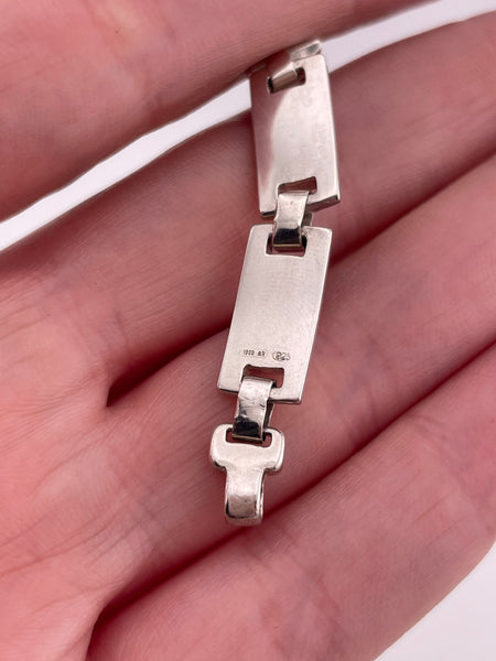 sterling silver 8 1/4" stoneless rectangle link bracelet