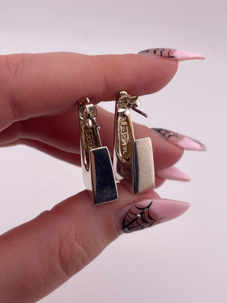 sterling silver Espo chunky stoneless J shaped post earrings