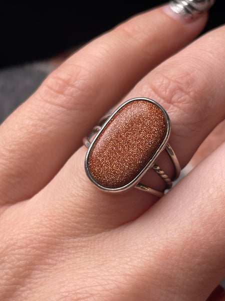size 6.25 sterling silver goldstone ring