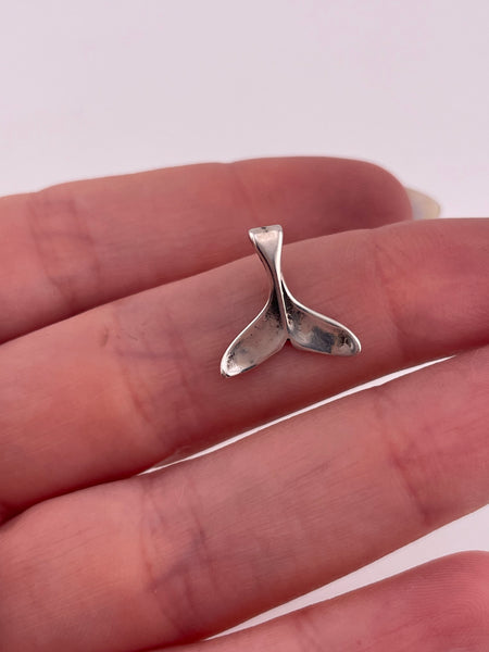 sterling silver small whale tail pendant