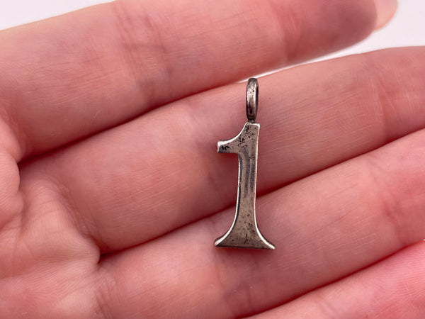 sterling silver '1' pendant