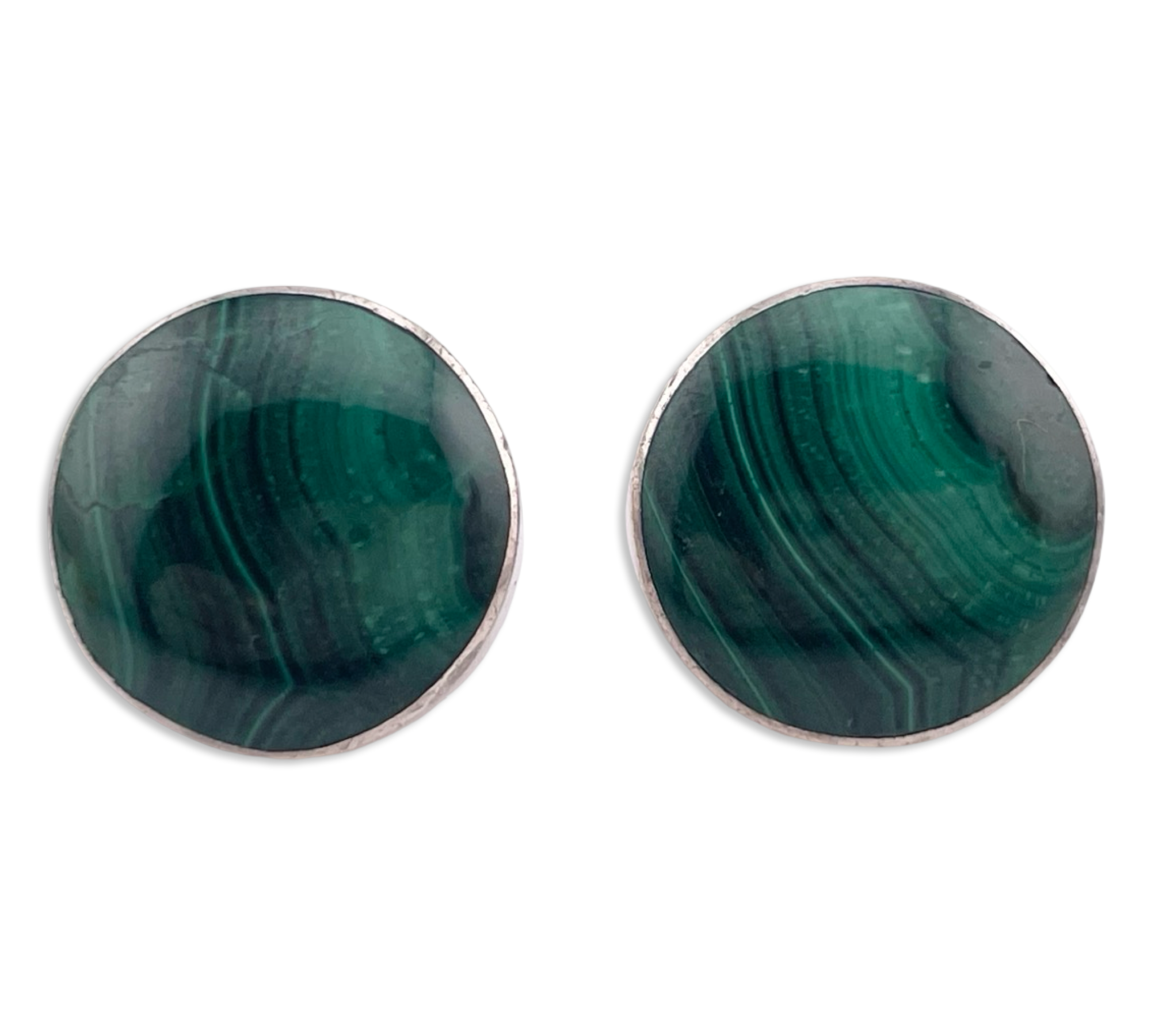 sterling silver round malachite post earrings