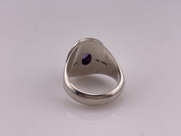 size 7.75 sterling silver & 18k gold faceted amethyst ring