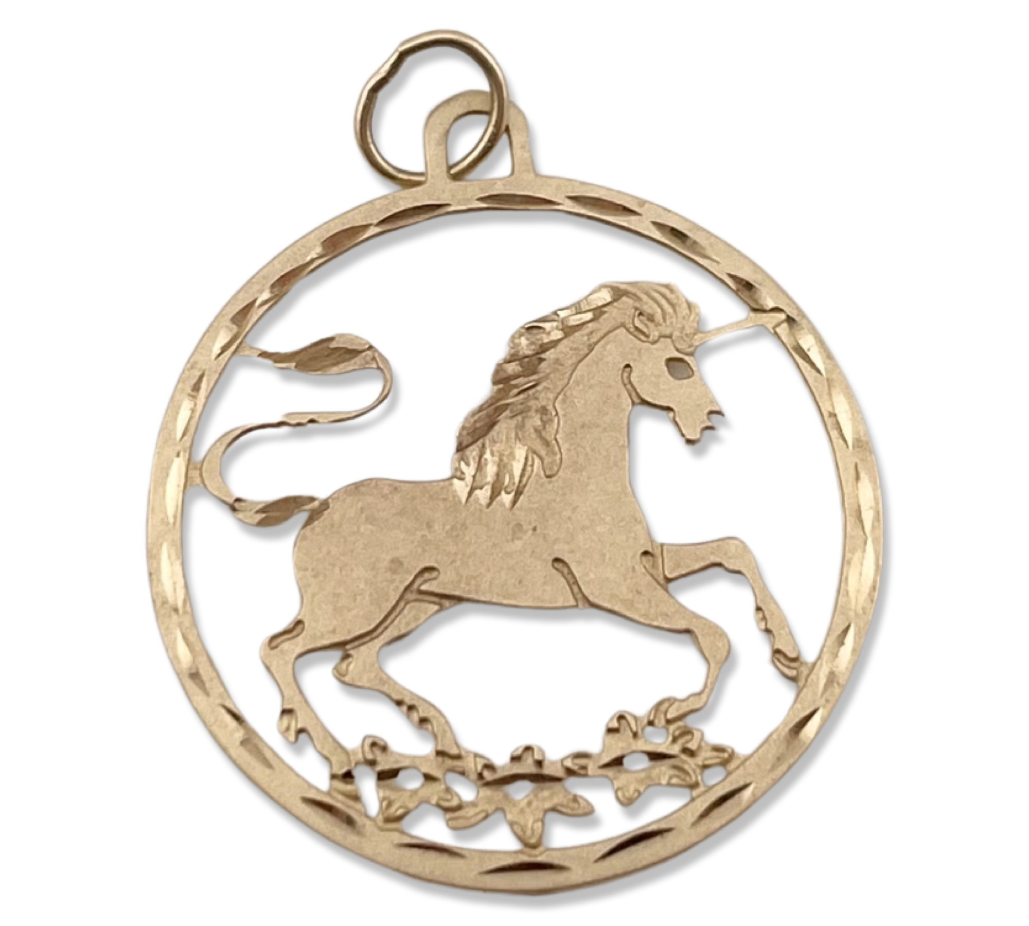 14k gold unicorn pendant