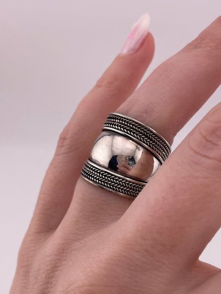 size 6.5 sterling silver chunky wide band stoneless ring