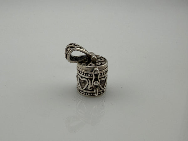 sterling silver heart canister compartment box pendant