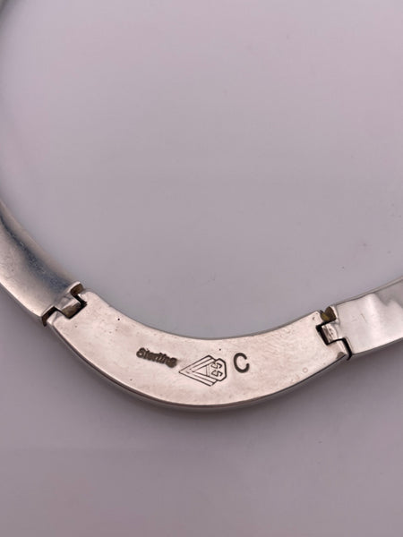 sterling silver 16-3/4" lab opal black jade collar necklace