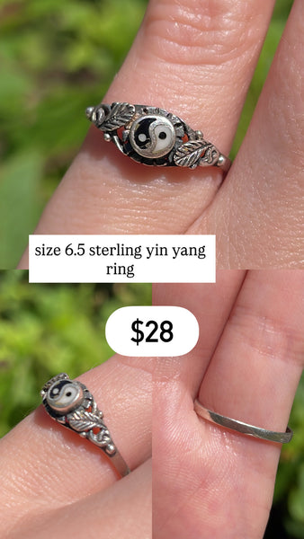 RESERVED PRIVATE LISTING -- sterling silver yin yang ring A19