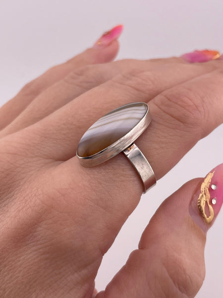size 7.25 sterling silver agate ring