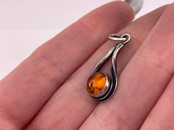 sterling silver amber pendant