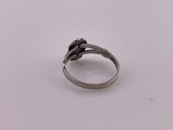 size 9 sterling silver faceted hematite ring