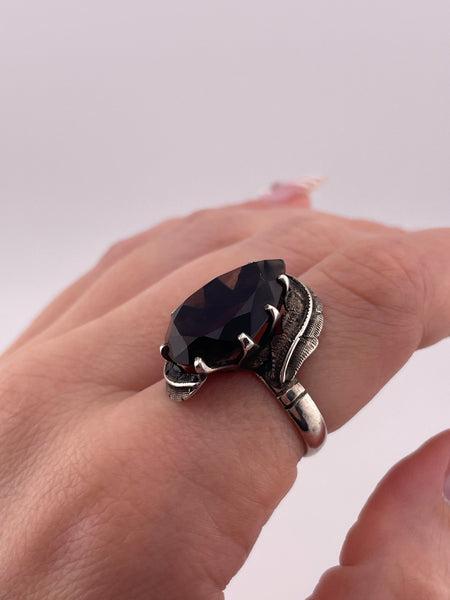 size 8 sterling silver faceted smoky quartz ring