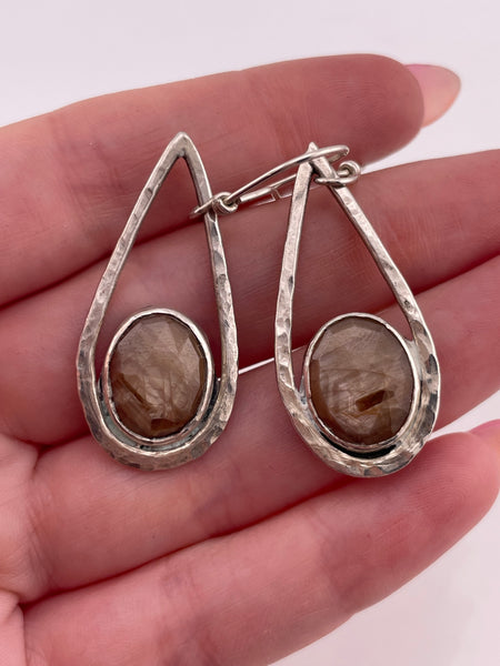 sterling silver faceted quartz dangle earrings