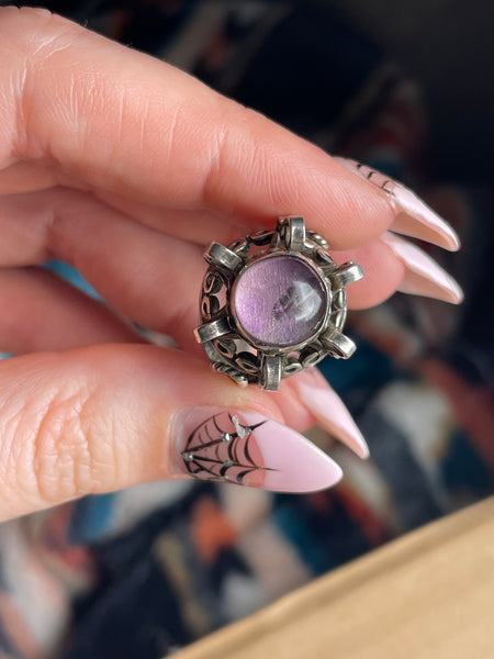 size 5 sterling silver Mexican amethyst adjustable band ring