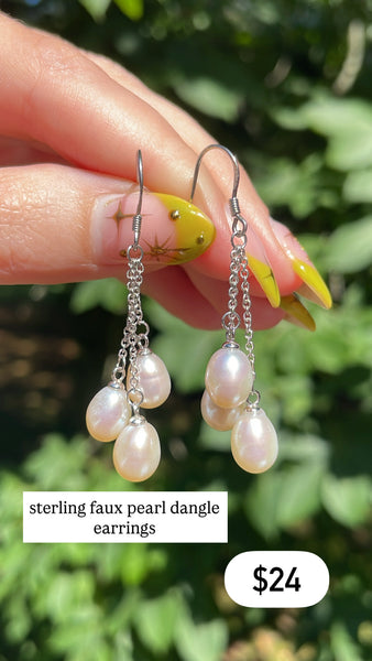 RESERVED PRIVATE LISTING -- sterling silver faux pearl earrings B13
