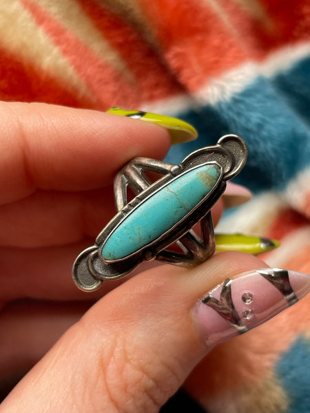size 6.25 sterling silver turquoise ring ***Cracked Stone***