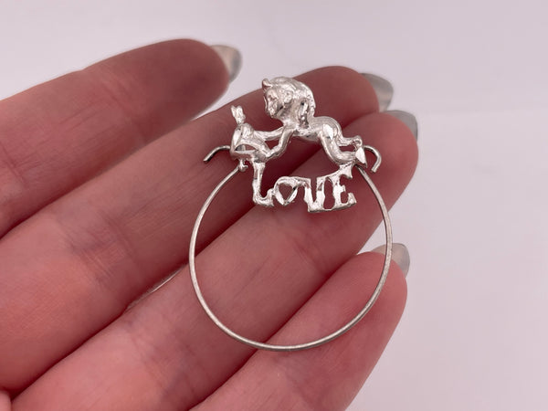 sterling silver "Love" cupid charm holder pendant