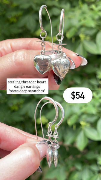 RESERVED PRIVATE LISTING -- sterling silver heart threader earrings C21