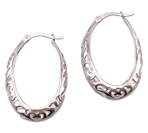 sterling silver cut-out hoop earrings