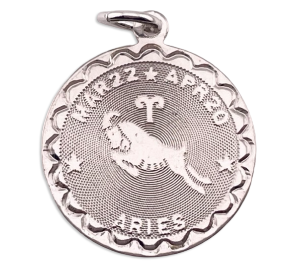 sterling silver rhodium plated Aries zodiac pendant