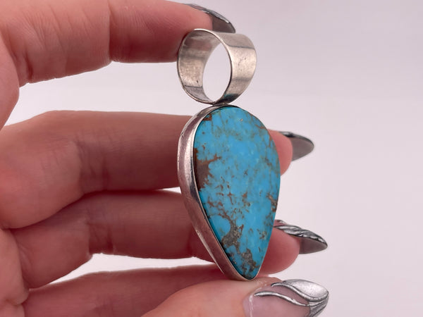 sterling silver tear-drop turquoise pendant