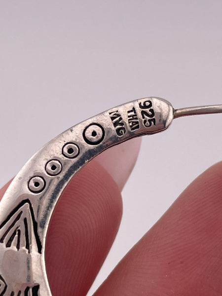 sterling silver detailed hoop earrings