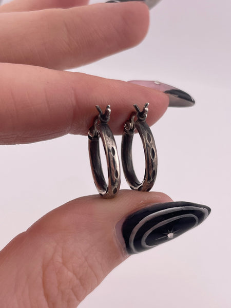 sterling silver small diamond cut 1/2" tube hoop earrings