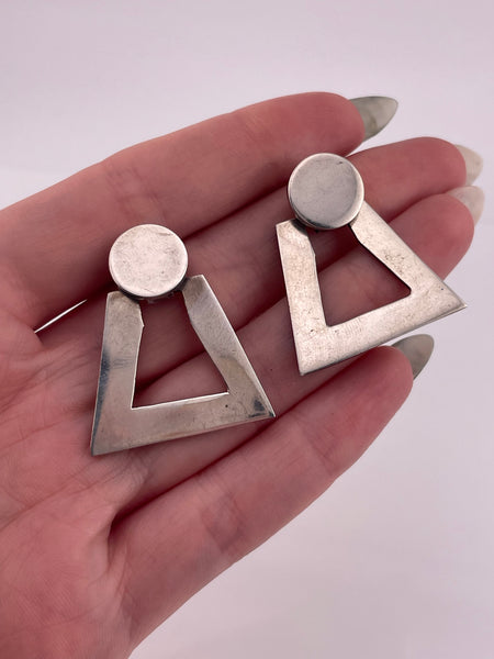 sterling silver stoneless post hinge earrings
