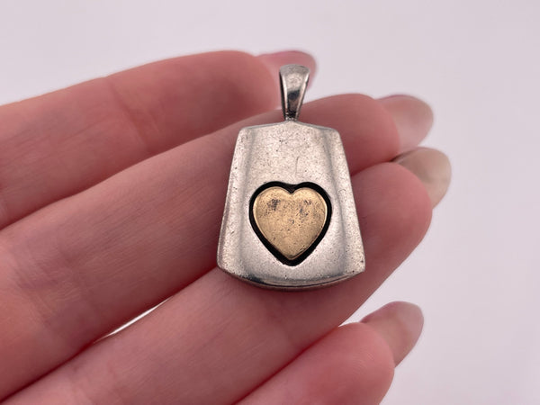 sterling silver & brass heart pendant
